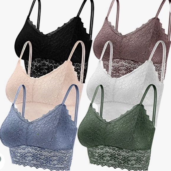 Other - 🆕 3 Lace Bralettes with remove padding green, white, dusty rose. Size small.